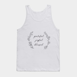 Grateful Joyful Blessed Floral Wreath Tank Top